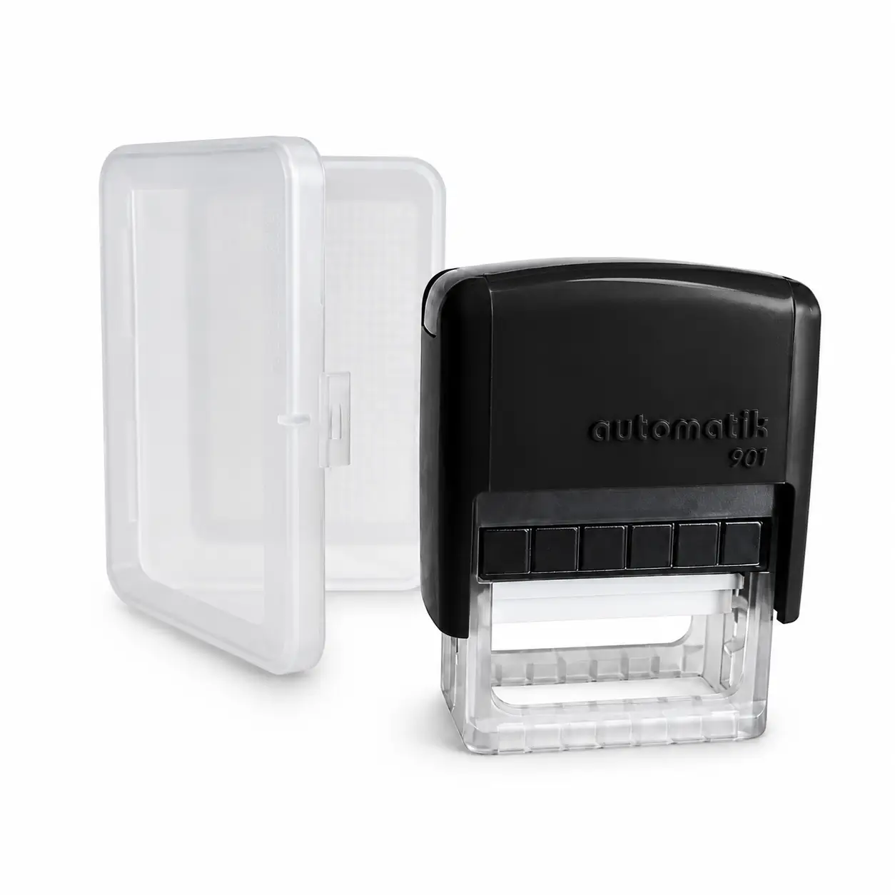 Sello automático Automatik 901 personalizado 18x38 mm para nombre cargo y RUT Negro