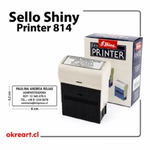 Sello automático Shiny 814 personalizado 60x22 mm con logo y datos profesionales