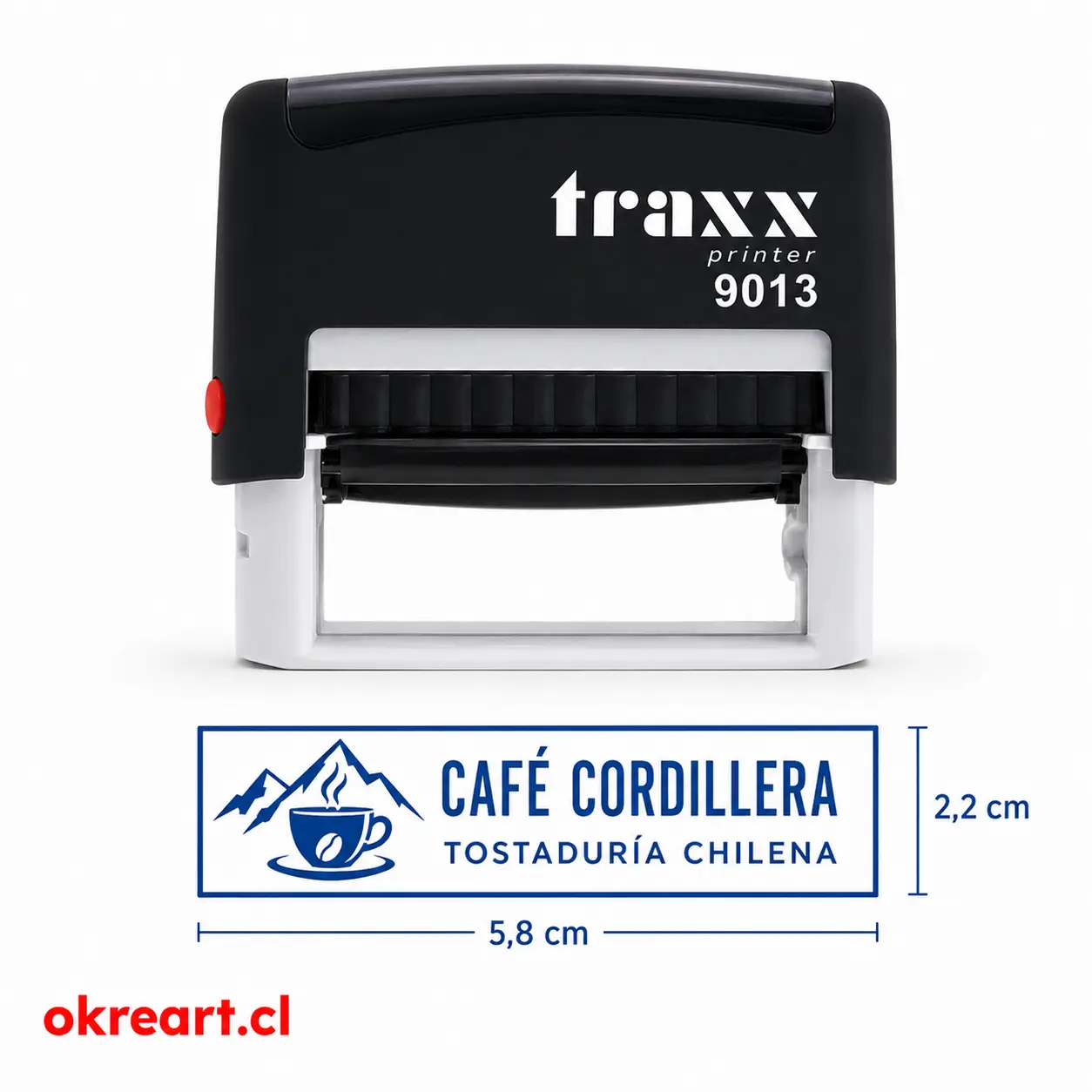 Sello automático Traxx Printer 9013 personalizado 58x22 mm para dirección y empresa